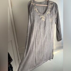 Gray Embroidered Women's Swim Coverup